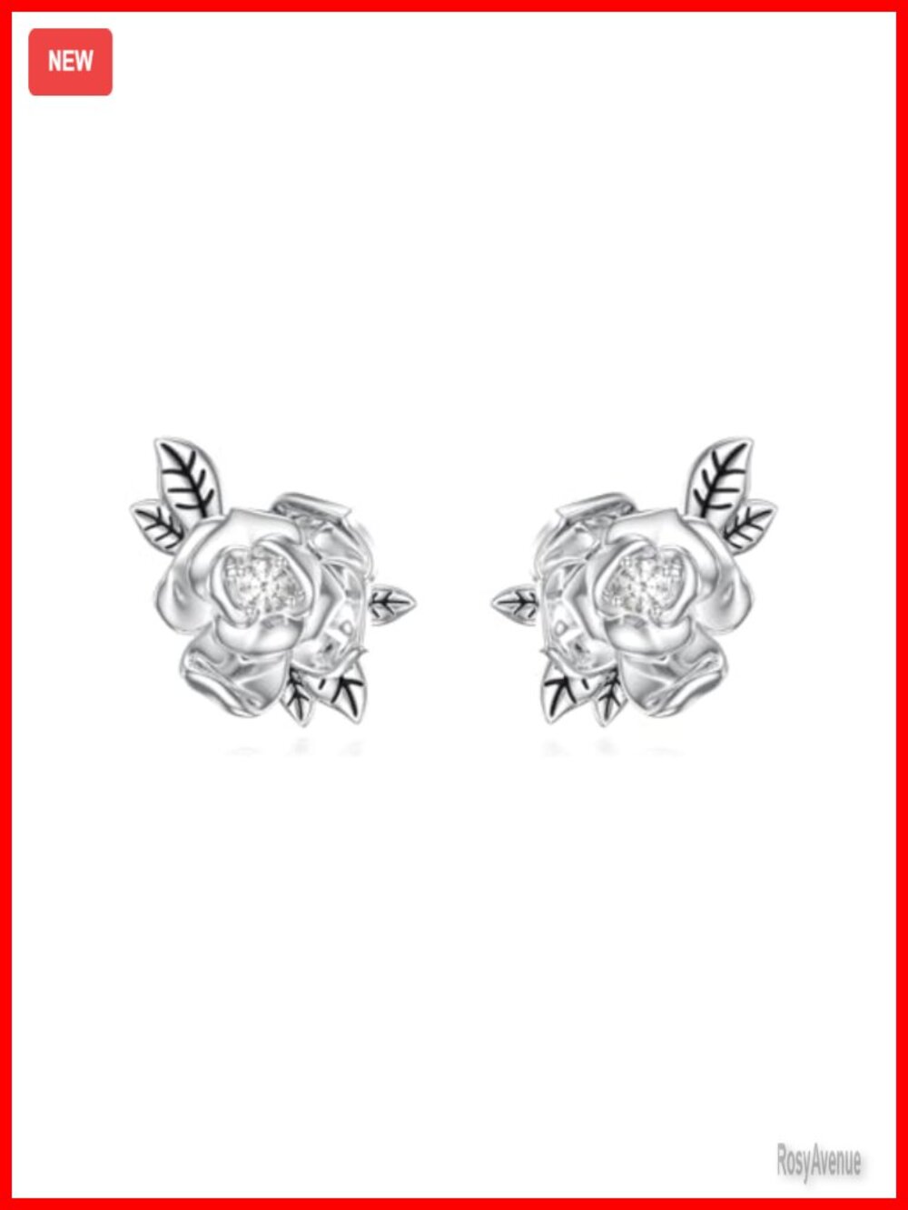 0.1 CTTW Lab Grown Diamond Rose Stud Earrings 925 Sterling Silver